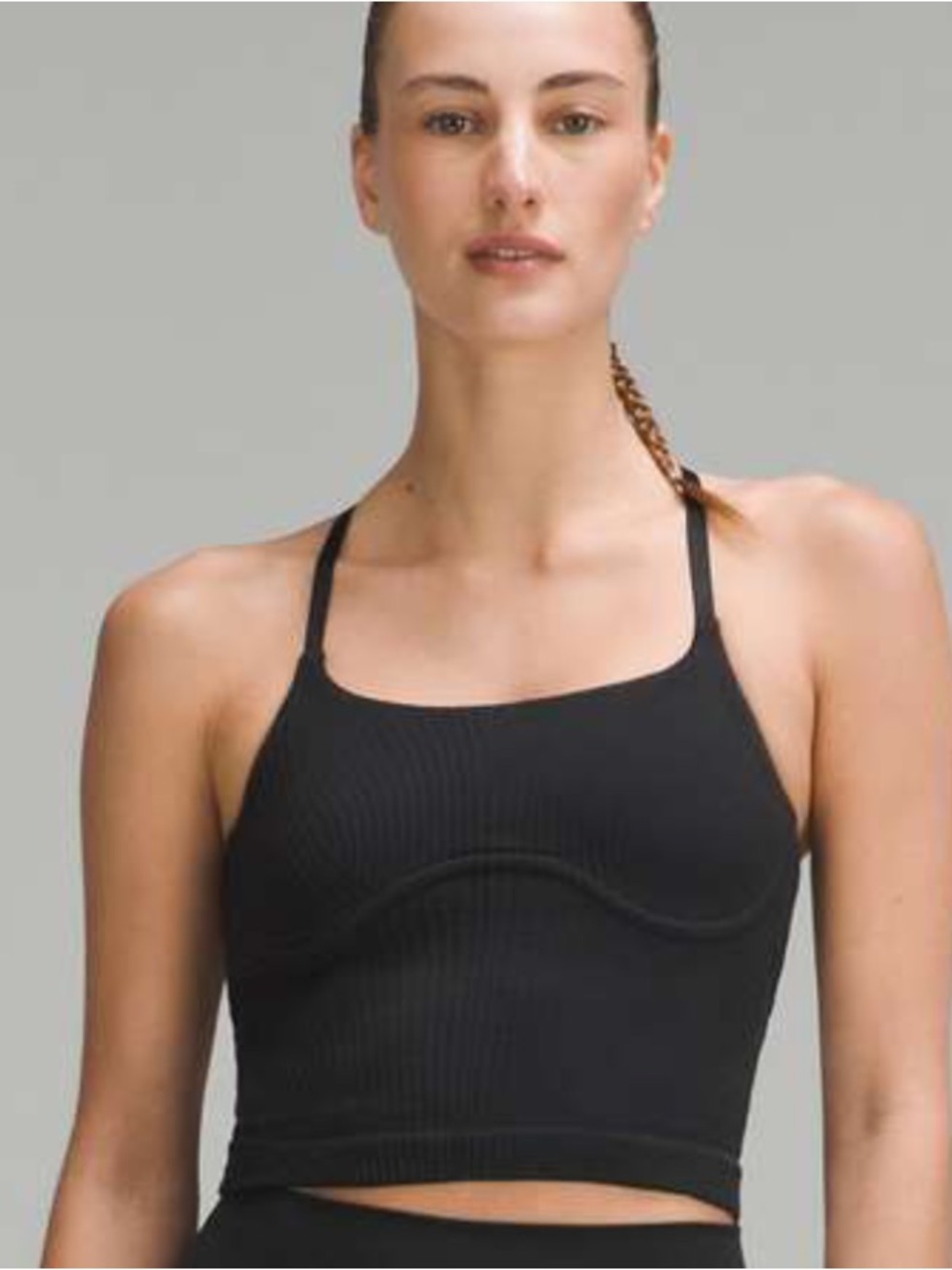 Lululemon Strappy Seamless Yoga Shelf Tank Top Black / Black size 4